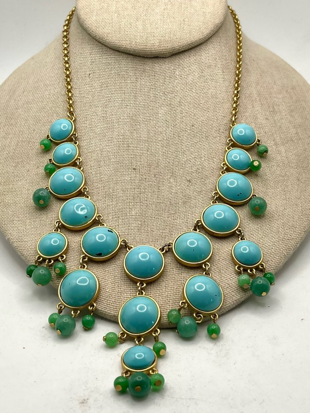 Stylish Talbots Faux Turquoise Bib Drop Statement Necklace Coastal Vibe - Picture 3 of 16